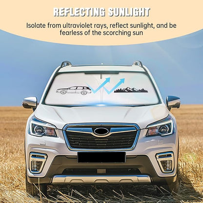 Front Windshield Sun Shade Compatible with Subaru Forester 2019-2023 2024 2025 2026, Sun Visor Protector Blocks UV Rays Sunshade for Forester Foldable Interior Accessories