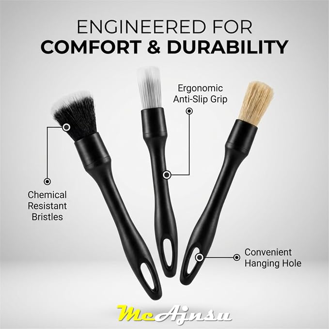 8-Piece Car Interior Detailing Kit - 160g Non-Sticky Gel (128% More Than 70g), Ultra-Soft Detail Brush, Boars Hair Brushes, Dual-Head Vent Brush, Towel & Bag | for Cars, Trucks, SUVs