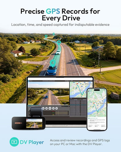 BOTSLAB 4K Dash Cam Front and Rear, 170° Ultra Wide 4K+2K Dashcam with ADAS, Night Vision, 24/7 Parking Mode, IMX415 STARVIS Sensor, WDR, 5.8GHz WiFi, Built-in GPS, Loop Recording (No SD Card)