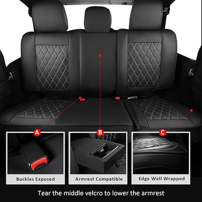 MIROZO Tacoma Seat Covers Full Set,Leather Truck Seat Covers Fits for 2024 2025 2026 Toyota Tacoma Crew Cab