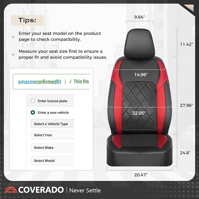 Coverado Car Seat Covers, Seat Covers Full Set, 5 Seats Automotive Seat Cover, Mesh Breathable Seat Protectors, Universal Fit for Most Cars