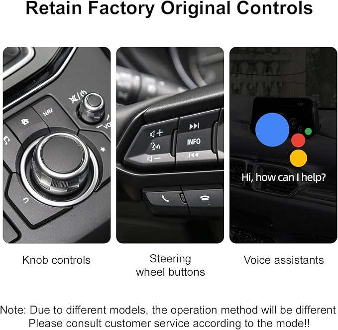 CarPlay & Android Auto Decoder Adapter Retrofit Kit Compatible with Mazda (2014-2021 Year) 2/3/6/CX-3/ CX-5/ CX-9/ MX-5, Supports USB Wired CarPlay&Android Auto/Voice Control/Navigation etc