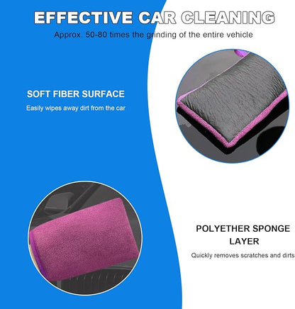 2 PCS Clay Mitts, Microfiber Clay Bar Towel Medium Grade Auto Detailing Gloves, Scratch-Free Surface Prep Mitt Alternative for Car Paint Claying Cleaning & Polishing (Purple)