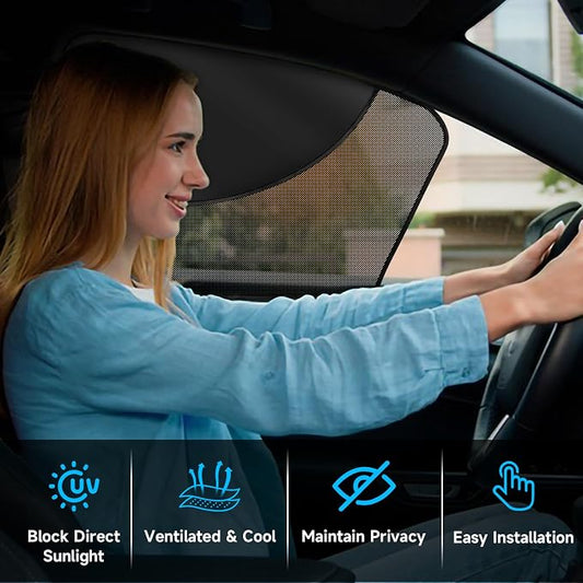 2 PCS Car Window Shades, Magnetic Double Layer Car Side Window Sun Shades with Full Shade/Half Shade, Front Window Covers for Driver,Car Accessories