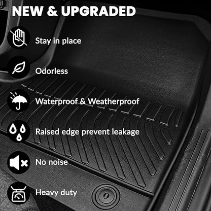 All Weather Floor Mat Fit for Hyundai Santa Cruz 2022-2025 2026 TPE Rubber Liners Santa Cruz Accessories All Season Guard Odorless Anti-Slip Liner Black