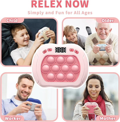 Intoypad Pop Game Light Up Fidget Toy for Kids, 6 Modes LED Screen Quick Push Controller Electric Fidget Popper Bubble Game Car Games Travel Activities Birthday Toys for Girls Pink