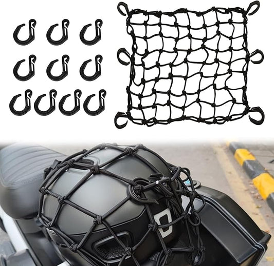 Motorcycle Cargo Net, Heavy Duty Bungee Net for Helmet, Small Elastic Mesh, Luggage Cargo Nets with Adjustable Hooks, Elastic Cargo Mesh for Motorbike, ATV