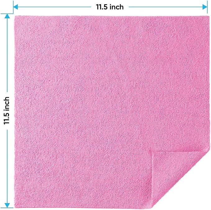 HOMEXCEL Pink Microfiber Cleaning Cloths, 20 Pack Cleaning Rags - Lint Free & Scratch-Free Microfiber Towels for Cars, House & Kitchen, Absorbent Cleaning Towels, 11.5 x 11.5 Inch
