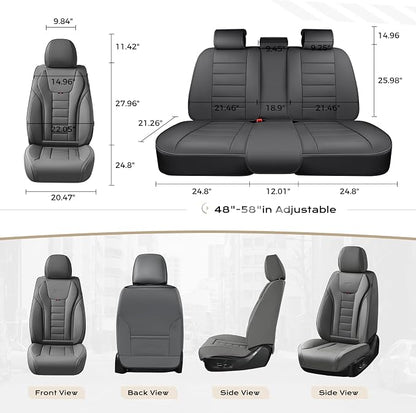 Coverado Car Seat Covers Full Set, Seat Covers for Cars, Front Seat Covers and Back Seat Cover Waterproof Leather Automotive Seat Cover, Universal Car Interior Protectors Cushion for Most Cars