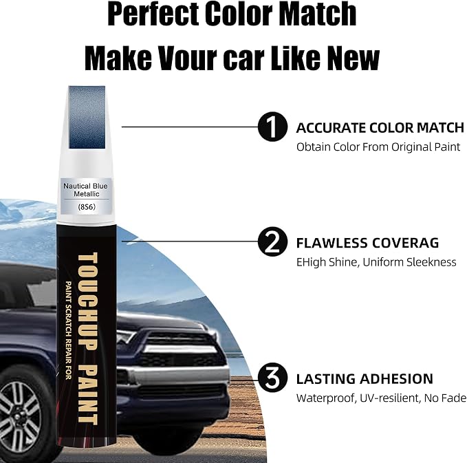 Dark/Nautical Blue Metallic(8S6) Car Paint Touch Up Pen Compatible with Toyota, 2-In-1 Color Accurate Touch Up Car Scratch Repair Paint Exact Match Toyota Series Automotive Scratch Remover for Nicks&Chips Repair