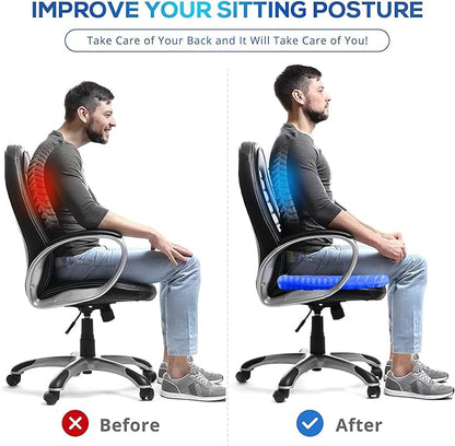 20" Gel Seat Cushion for Long Sitting Pressure Relief(Jumbo&Thick) - Wheelchair Cushion for Pressure Sores - Back, Sciatica & Tailbone Pain Relief Cushion- Non-Slip Butt Pillow for Office, Home, Car