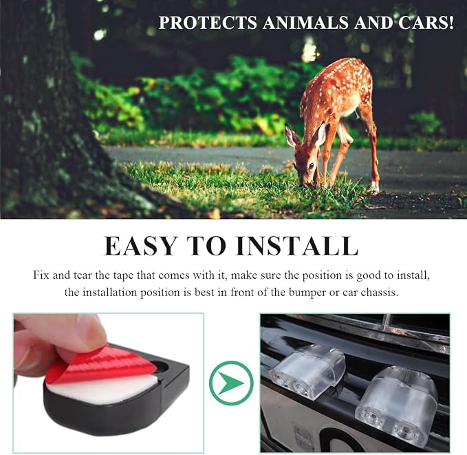 4 PCS Deer Whistles for Car, Deer Warning Whistle Wind Activated Safety Alert with Adhesive Tape, Animal Alert Device Avoid Collision for Sedans Trucks Motorcycles, Car Accessories (Black)