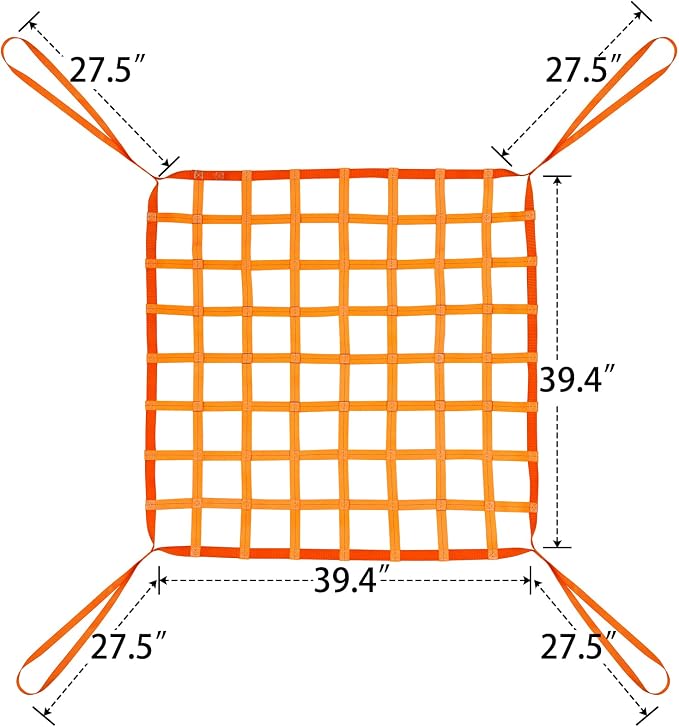 3.28' x 3.28' Cargo Lifting Nets - Flat Polyester Sling Hoisting Net - Max. Load Capacity: 661lbs.
