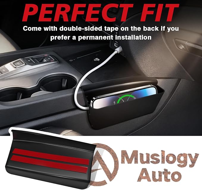 Muslogy for 2017-2024 2025 2026 Ridgeline Center Console Shifter Storage Box ABS Material Console Side Organizer with Stronger Tape Compatible with Honda Ridgeline 2017-2026 (Only Passenger Side)