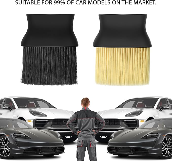 Automotive Interior Dusting Brush, Car Interior Cleaning Brush, Car Detailing Brush, Ultra-Soft Bristles Duster Brush for Car Interior, Dashboard, Leather, Baseball Umpire Gear Brush (Yellow)