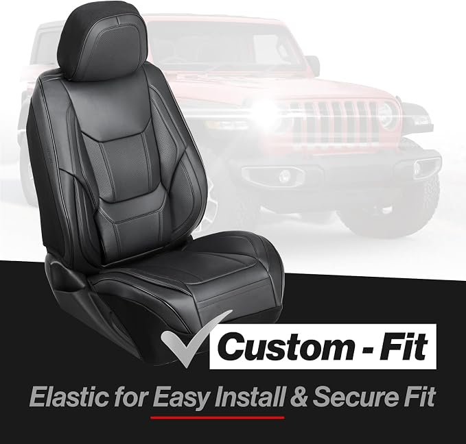 Coverland Custom SUV Car Seat Covers Front Seats for [2023-2026 Cadillac Lyriq] - Protector Car Seat Cover Water Resistant Leather Memory Form Back Support Seat Cushion [Front-Black]