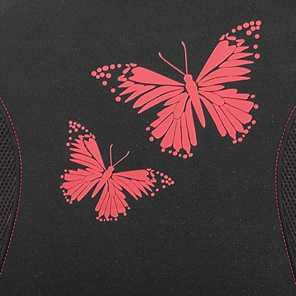 Flying Banner Butterfly car seat Covers ful Set Fashion Universal Lady Woman Female Rear Bench Split Colorized (Full Set, Red Black)