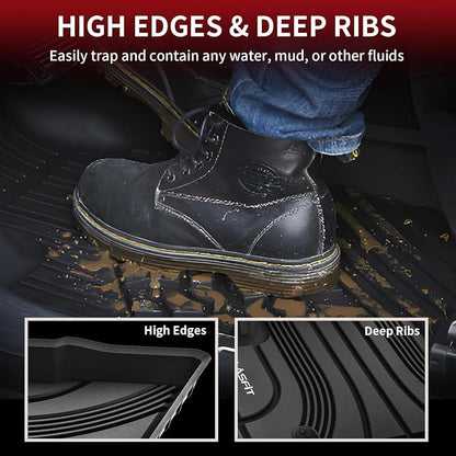 LASFIT Floor Mats for Hyundai Santa Fe Hybrid PHEV 2021 2022 2023 (Only Fit Hybrid & PHEV, Not Fit Gas) All Weather TPE Custom Fit Car Floor Liners 1st & 2nd Row Mats Accessories, Black