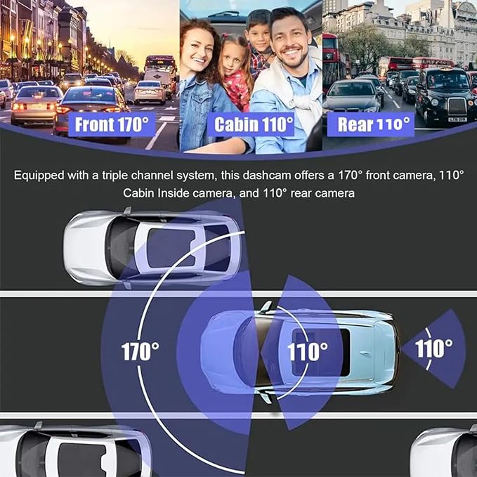 Docooler Dash Cam Front and Rear, 1080P HD Full Dashcams for Cars with DVR, WiFi & App Control, Night Vision, G-Sensor, Infrared, Parking Mode, 24H Loop Recording, 170° Ultra-Wide Angle - Black