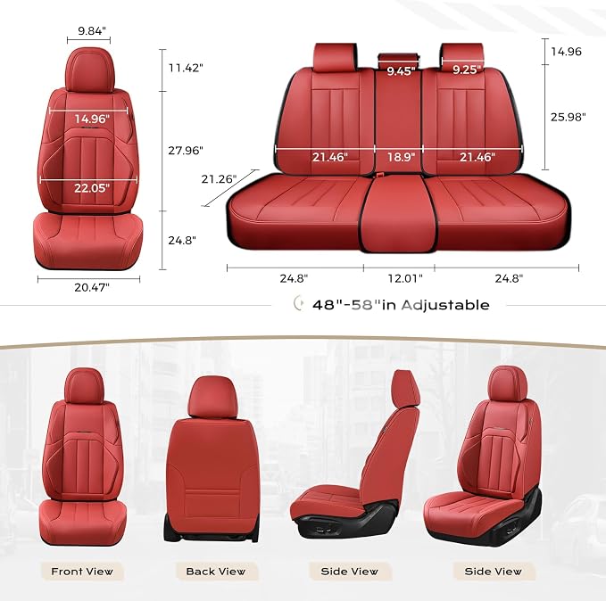 Coverado Car Seat Covers Front Set, Luxury Nappa Leather Seat Covers Universal Fit Waterproof Non-Slip Breathable Automotive Seat Protectors for Cars, SUVs, Trucks