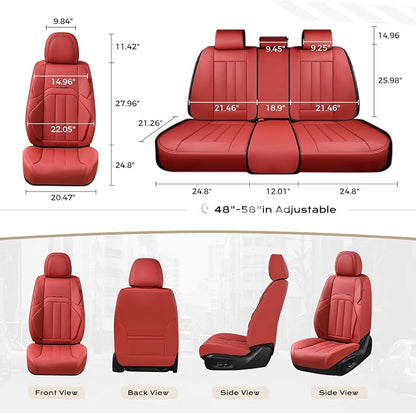 Coverado Car Seat Covers Front Set, Luxury Nappa Leather Seat Covers Universal Fit Waterproof Non-Slip Breathable Automotive Seat Protectors for Cars, SUVs, Trucks