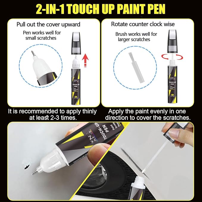 XNA Iconic Silver Metallic(JS) for Ford Touch Up Paint, Car Scratch Remover for Nicks and Chips Repair, 2-In-1 Quick & Easy Fix Car Scratch Repair Kit with Exact Color-Matched