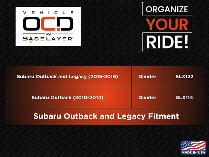 Vehicle OCD - Center Console Organizer for Subaru Outback and Legacy (2015-2019) - Made in USA - SLX122