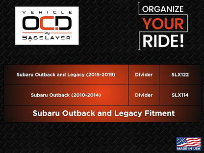 Vehicle OCD - Center Console Organizer for Subaru Outback and Legacy (2015-2019) - Made in USA - SLX122