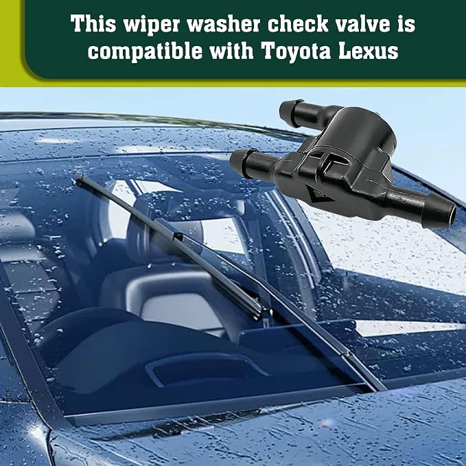 Pack-2 Car Windshield Wiper Washer Check Valve, 3 Port Cleaning Nozzle Hose Connector Replacement #8532128020, Wiper Spray Pipe Cleaning Connector Accessory, Compatible with Lexus (Black)