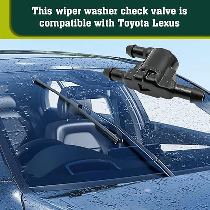 Pack-2 Car Windshield Wiper Washer Check Valve, 3 Port Cleaning Nozzle Hose Connector Replacement #8532128020, Wiper Spray Pipe Cleaning Connector Accessory, Compatible with Lexus (Black)