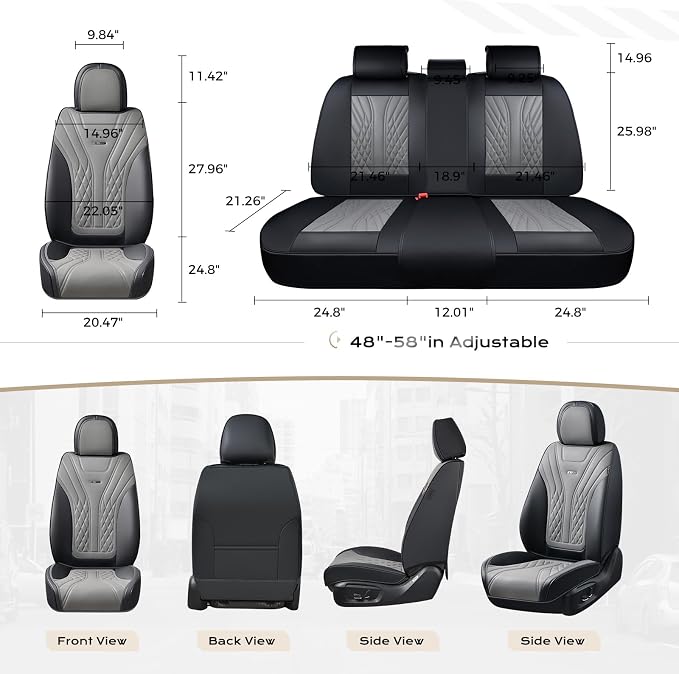 Coverado Car Seat Covers, Car Seat Covers Front Seats, 2-Pack Front Seat Cover, Nappa Leather Waterproof Seat Covers, Car Seat Protectors, Automotive Seat Covers Universal Fit for Most Vehicles