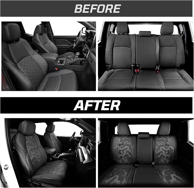 Fit for Tacoma 2024-2026 Car Seat Covers,Custom Car Seat Covers Full Set 5-Seat Car Seat Protector,Waterproof Comfortable Luxury Leather Seat Covers-Full Coverage Automotive Seat Covers Design(Black)