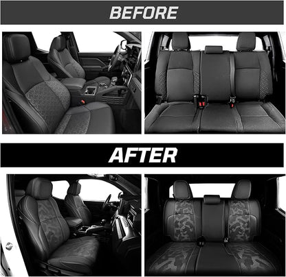 Fit for Tacoma 2024-2026 Car Seat Covers,Custom Car Seat Covers Full Set 5-Seat Car Seat Protector,Waterproof Comfortable Luxury Leather Seat Covers-Full Coverage Automotive Seat Covers Design(Black)