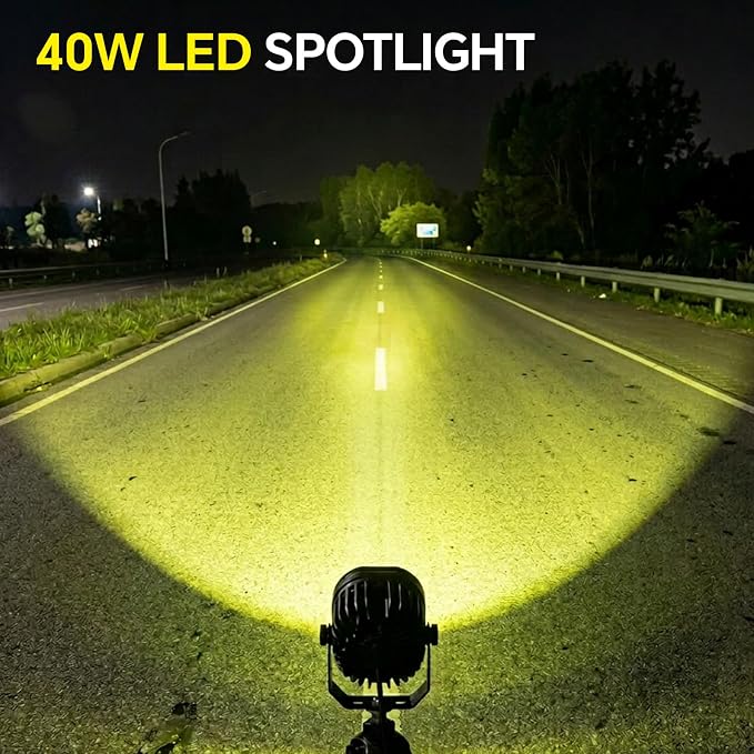 Motorcycle Driving Lights Yellow LED Pods Lights 3’’ 40W LED Driving Off Road Lighting 12V 24V Spot Cube Light for Truck ATV UTV SUV Bike Car Boat Trucks LED Spotlights with 6 Light Beads 2PCS