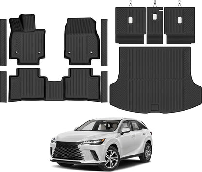 Custom Fit Floor Mats for 2023-2026 Lexus RX RX350/RX350H/RX500h(NOT for RX450h+ PHEV), All Weather TPE Floor Liners & Trunk Mat & Backrest Mats & Door Sill Guard, Full Set Interior Accessories