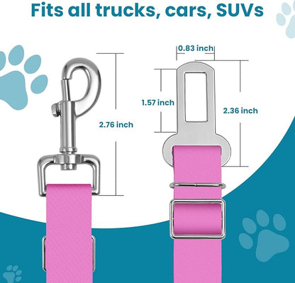 Adjustable pet cat and Dog car seat Belt The Lanyard is Flexible and Adjustable from 20 to 33 inches(Pink + Purple)