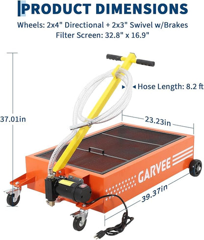 Garvee 20 Gallon Oil Drain Pan, 110V Waste Oil Drain Pan for Oil Change, Steel, 8-8.2 ft Hose& Folding Handle&Rolling Cart, Heavy Duty for Trucks,Orange