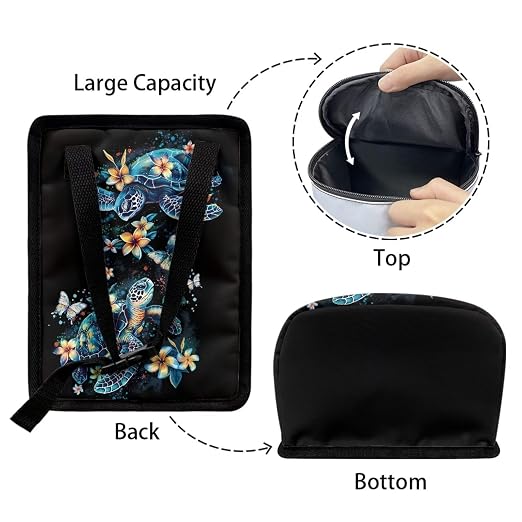 Talayituse Turtle Plumeria Print Car Trash Bin, Large Size Auto Trash Can Adjustable Portable Garbage Can with Lid, Vehicle Hanging Bag for Headrest Front Back Seat