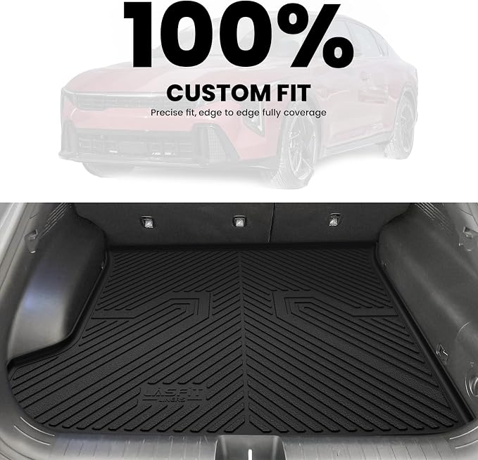 LASFIT Floor Mats & Cargo Mat Fits for KIA EV6 2024 2023 2022(Not for Manual 1st Row), All Weather TPE Custom Fit Floor Liners for 1st and 2nd Row Car Mats & Trunk Liner for Kia EV6 Accessories, Black