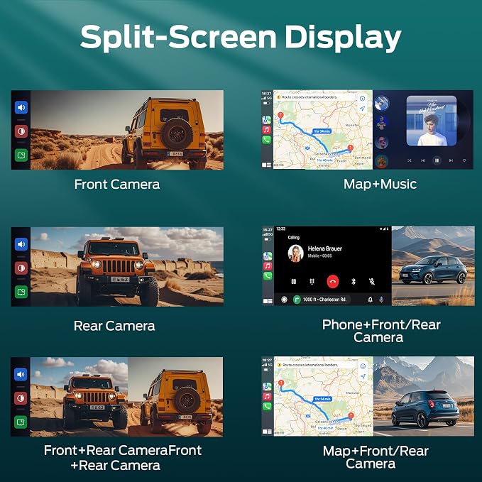 Portable CarPlay Screen for Car 10.26" HD IPS Touchscreen with 4K Dash Cam Front and Rear, 1080P Backup Camera Wireless Carplay & Android Auto Car Audio Receivers