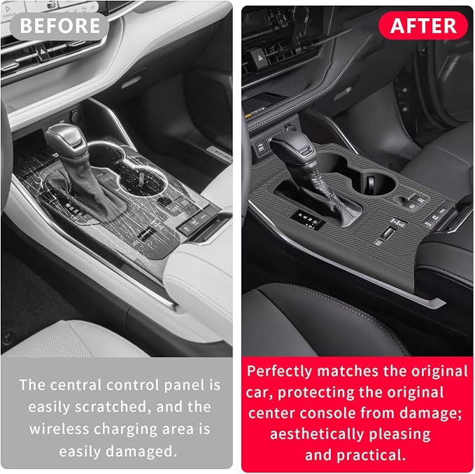 Temmis Center Console Silicone Organizer with Cup Holder for Toyota Highlander 2020-2022 (Gasoline & Hybrid), Full-Wrap Center Consel Electrostatic adsorption Cover for Highlander-Red