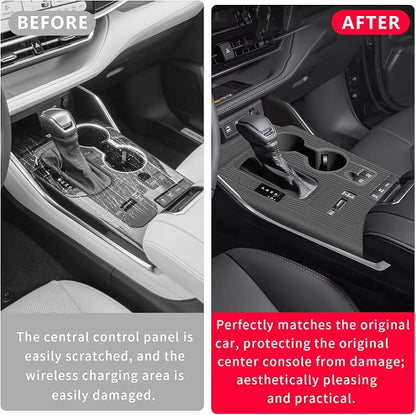Temmis Center Console Silicone Organizer with Cup Holder for Toyota Highlander 2020-2022 (Gasoline & Hybrid), Full-Wrap Center Consel Electrostatic adsorption Cover for Highlander-Red
