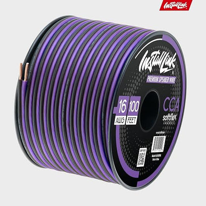16 AWG Gauge Speaker Wire Cable Stereo, Car or Home Theater, CCA (100 Feet) by Install Link