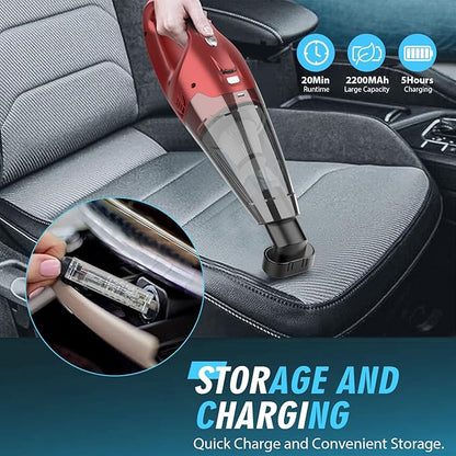 FUOAYOC Handheld Vacuum Cordless,Car Cordless Rechargeable, 6KPA Powerful Suction Hand Held Vacuum with LED Light/Multi Accessories, 1.6lbs Mini Portable Vacuum Cleaner for Home/Car/Office Cleaning
