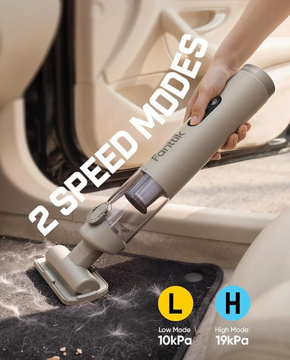 Fanttik Slim V10 Ultra Cordless Car Vacuum, 4-in-1 Portable Mini Vacuum with 19kPa Suction, Freely Combinable Accessories, 2 Suction Modes, Handheld Vac for Car, Small Jobs, Keyboard, Office (Brown)