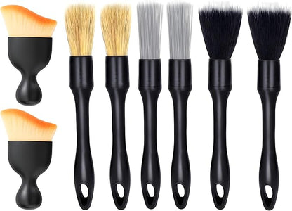 8 PCS Car Detailing Brush Set, Car Interior and Exterior Soft Bristle Cleaning Brushes, 4 Different Detailing Brushes for Auto Detailing, Dashboard, Vents, Wheels and Tires