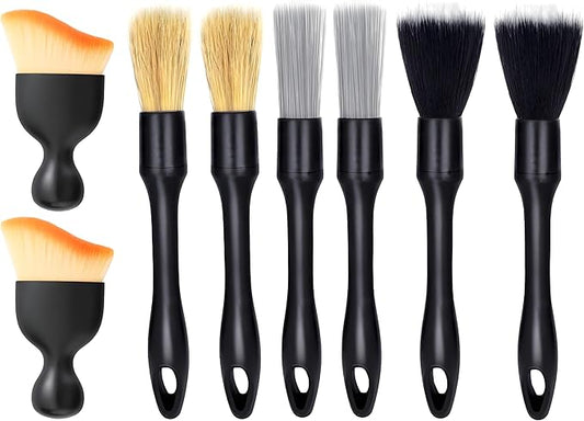 8 PCS Car Detailing Brush Set, Car Interior and Exterior Soft Bristle Cleaning Brushes, 4 Different Detailing Brushes for Auto Detailing, Dashboard, Vents, Wheels and Tires
