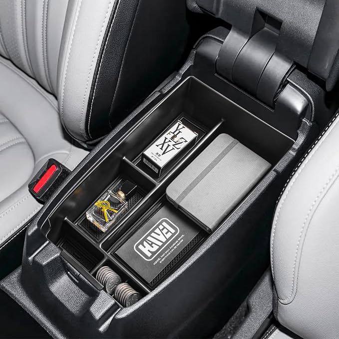 HGWEI Center Console Organizer Compatible with Ford Escape 2020-2026/Bronco Sport 2021-2025 Accessories, Insert Armrest Box Secondary Storage Tray Black ABS Materials (Not for U725 2-Door)
