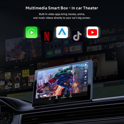 Wireless CarPlay & Android Auto Adapter, 4GB+32GB Magic AI Box | Newly Upgraded AI Assistant, Dual-WiFi Stability, Video & Music Apps, Compatible with Wired Factory CarPlay and Android Auto