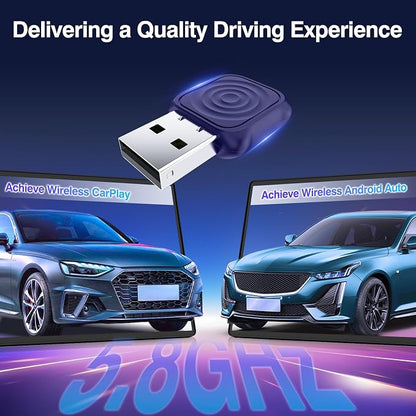 CarlinKit MiNi Ultra Wireless CarPlay & Android Auto Adapter - Plug & Play USB-A/USB-C Upgrade for Wired Cars | Retains OEM Mic, Sound Quality & Controls | OTA Updates